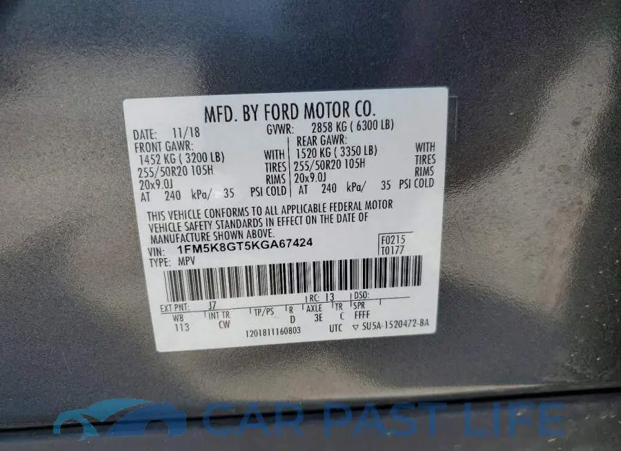 1FM5K8GT5KGA67424# 13