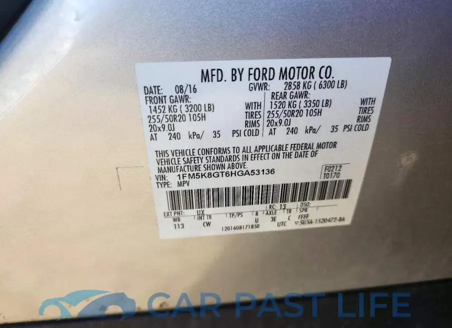 1FM5K8GT6HGA53136# 13