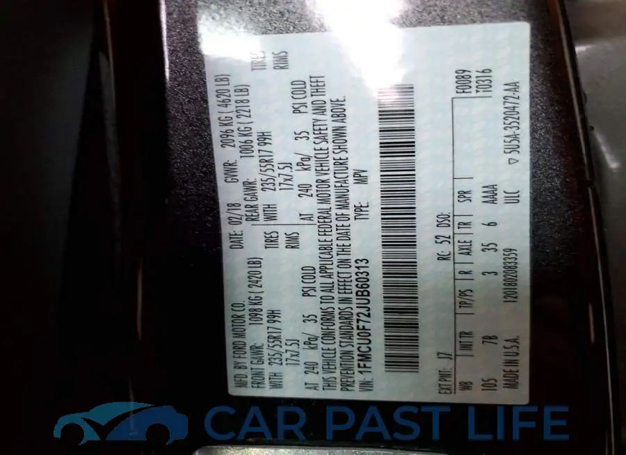 1FMCU0F72JUB60313# 14