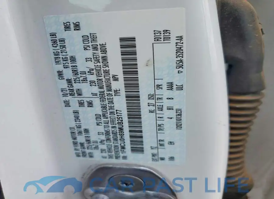1FMCU0H69MUB25177# 14