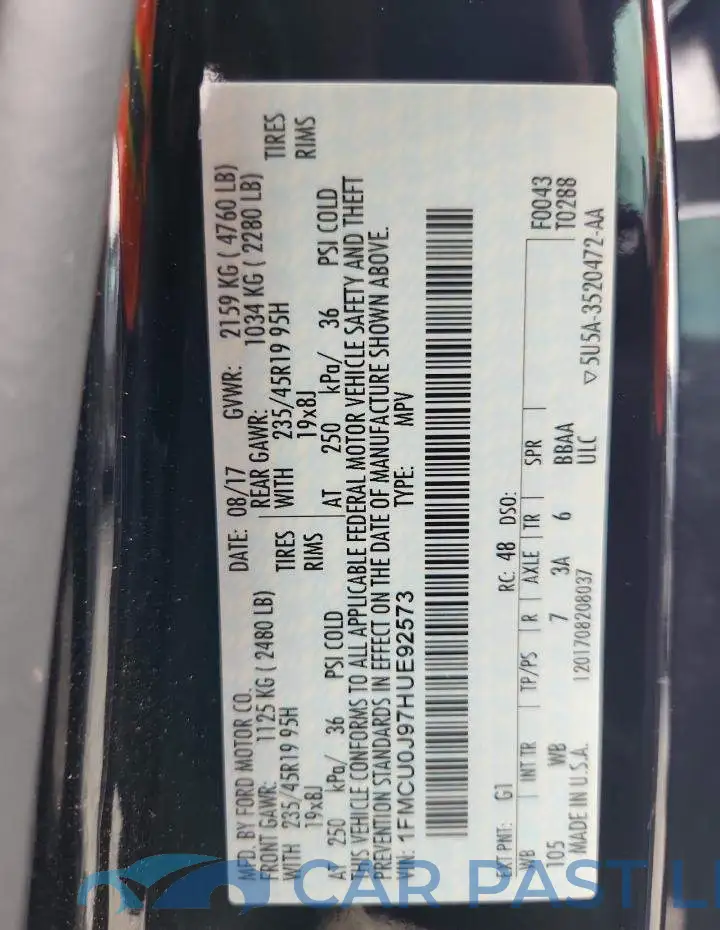 1FMCU0J97HUE92573# 13