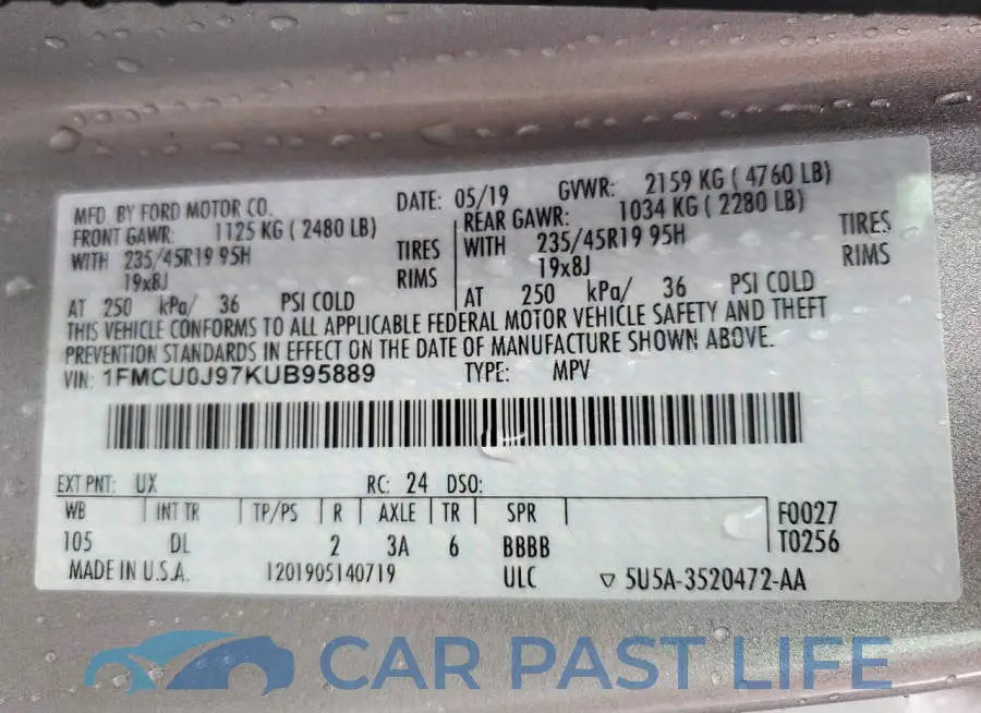 1FMCU0J97KUB95889# 13