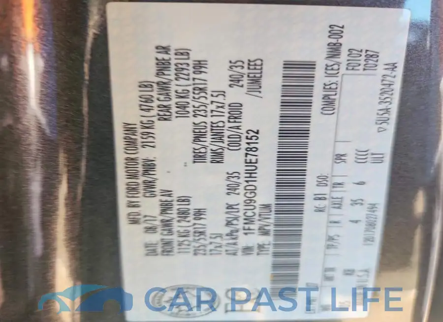 1FMCU9GD1HUE78152# 13