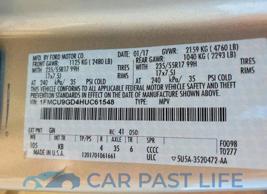 1FMCU9GD4HUC61548# 13