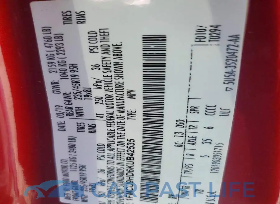 1FMCU9HD6KUB42535# 13