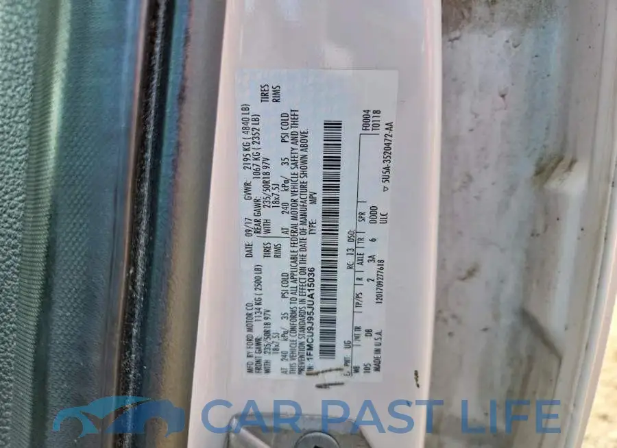 1FMCU9J95JUA15036# 14