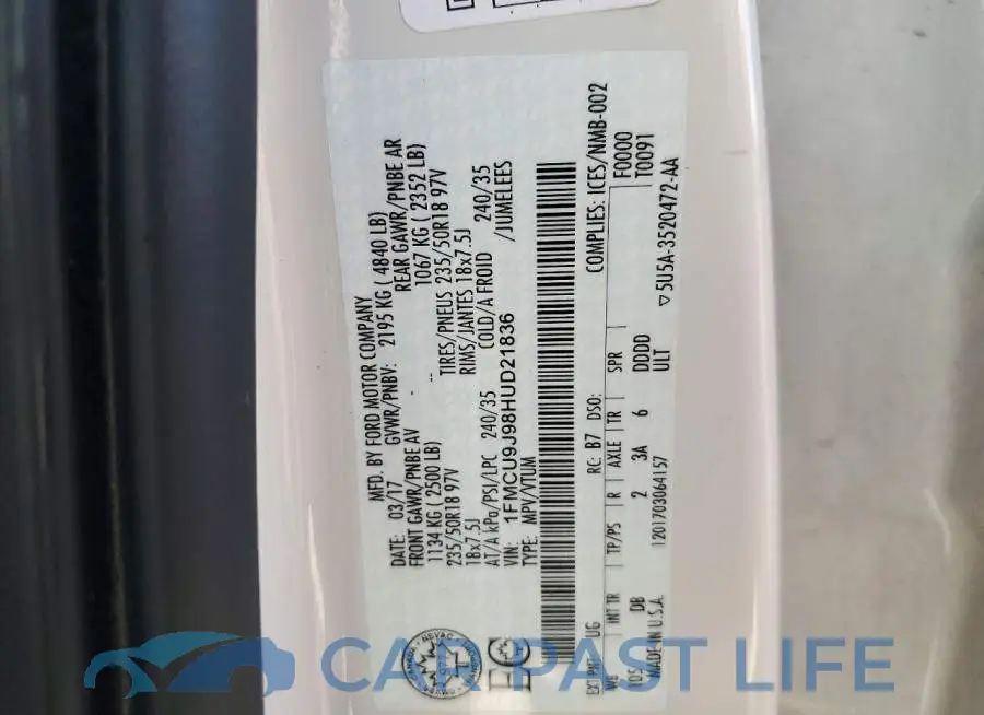 1FMCU9J98HUD21836# 14