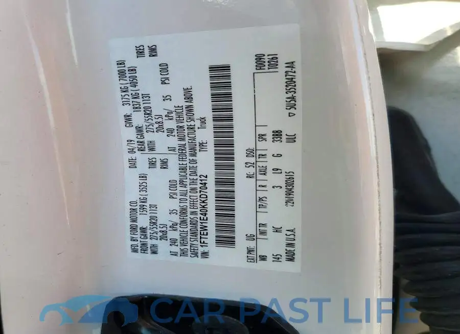 1FTEW1E40KKD70412# 12