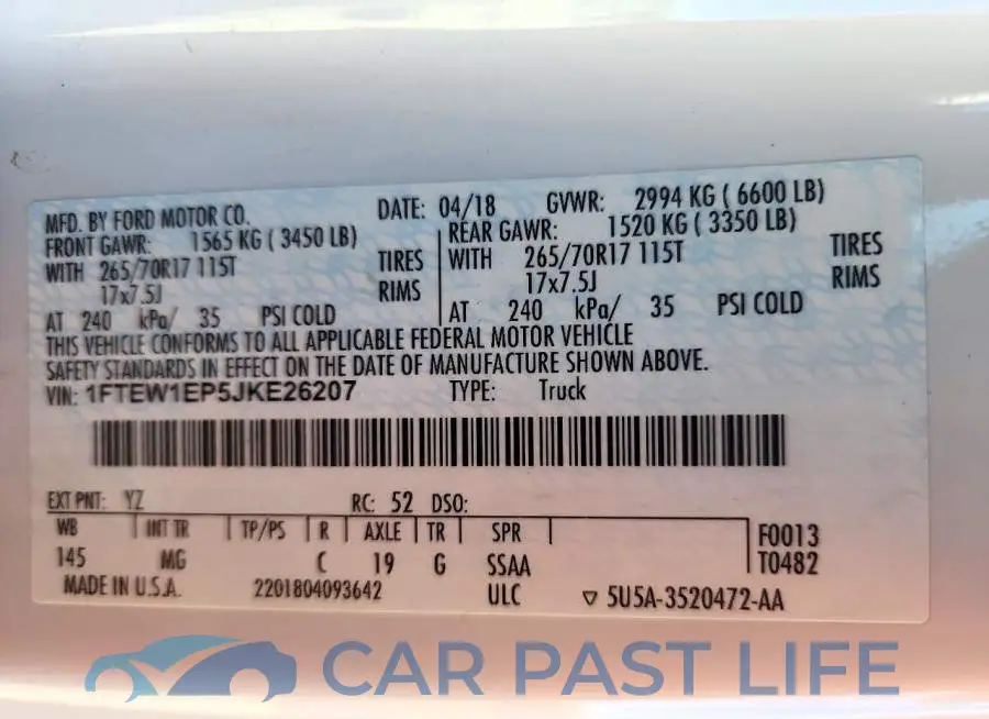 1FTEW1EP5JKE26207# 12