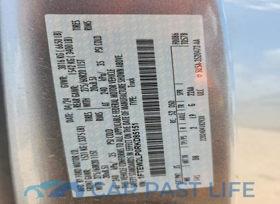 1FTEW2LP0RKD85151# 12