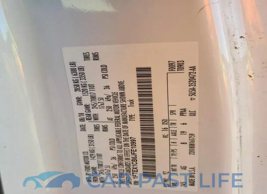 1FTEX1CB6JFE10997# 12