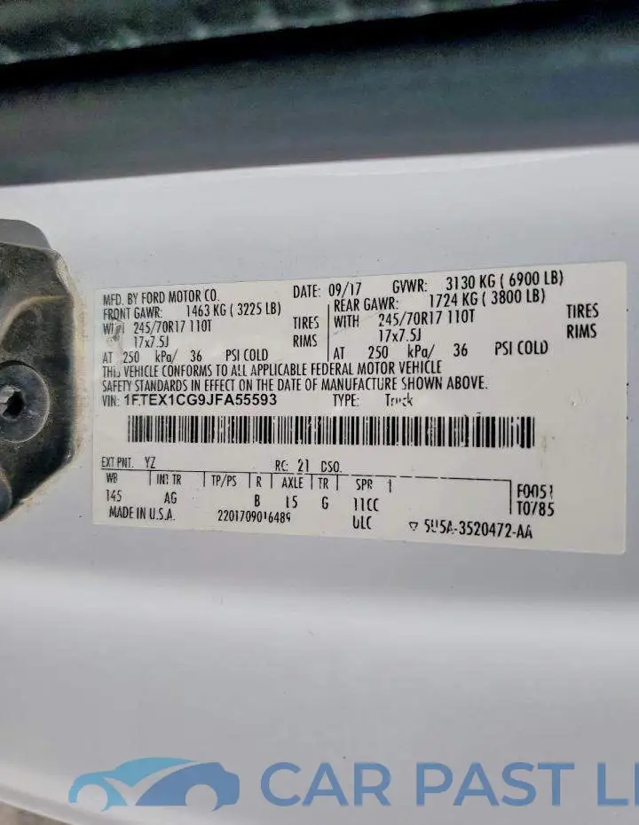 1FTEX1CG9JFA55593# 12