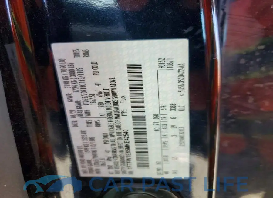 1FTFW1E85MKE42540# 12