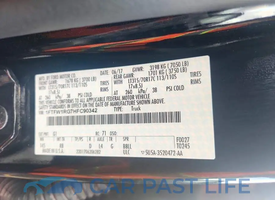 1FTFW1RG7HFC90342# 12
