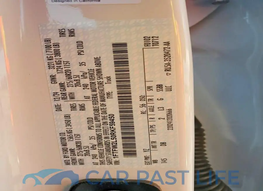 1FTFW2L50RKF59450# 12