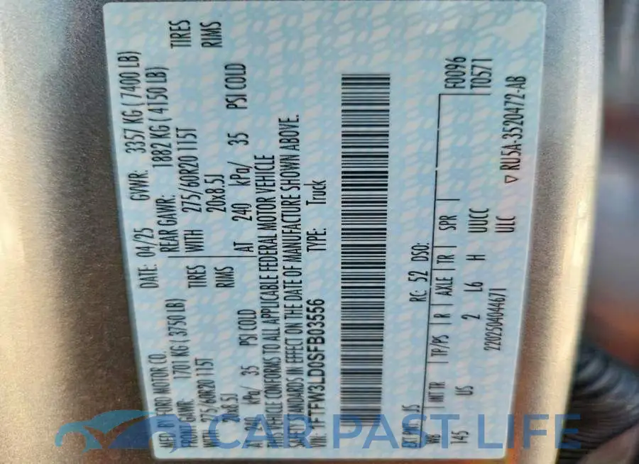 1FTFW3LD0SFB03556# 13
