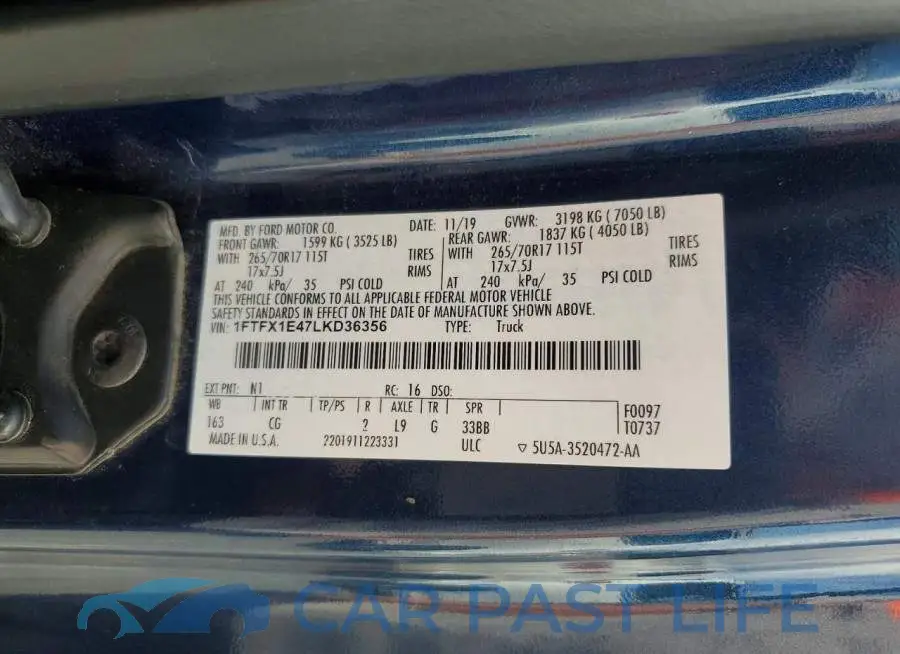 1FTFX1E47LKD36356# 12