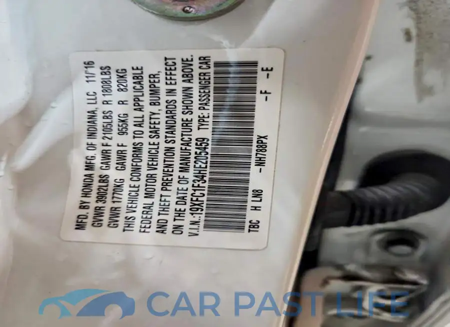 19XFC1F34HE205459# 13