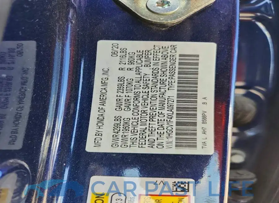 1HGCV1F4XLA097271# 13