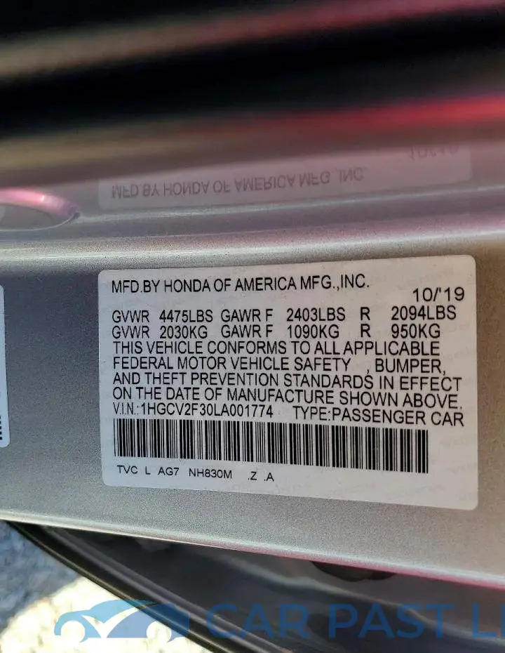 1HGCV2F30LA001774# 13