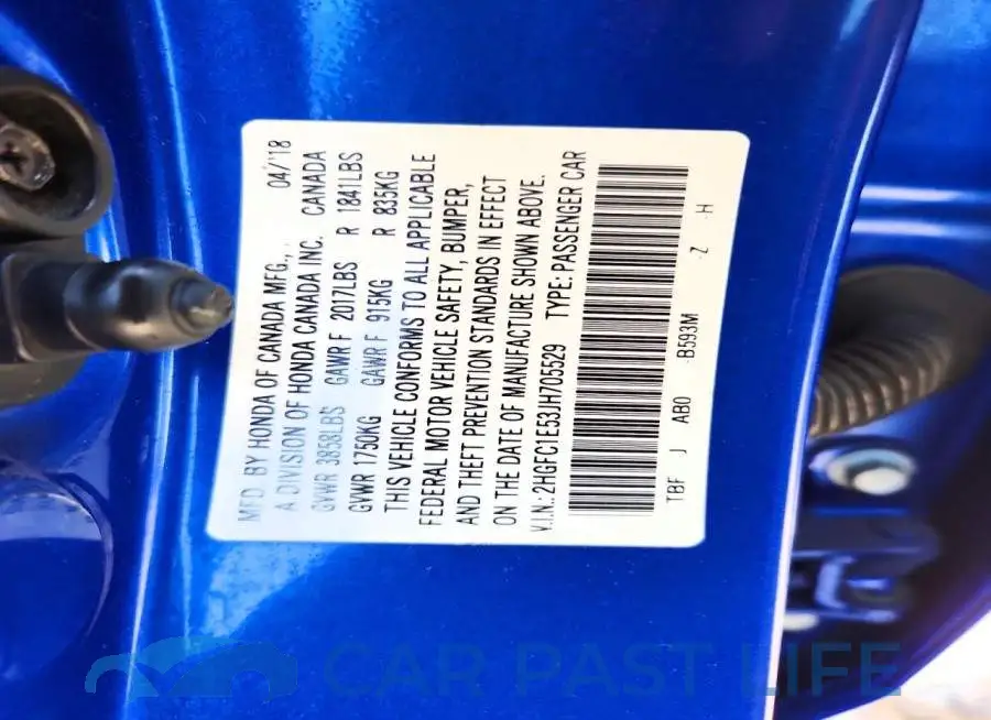 2HGFC1E53JH705529# 12