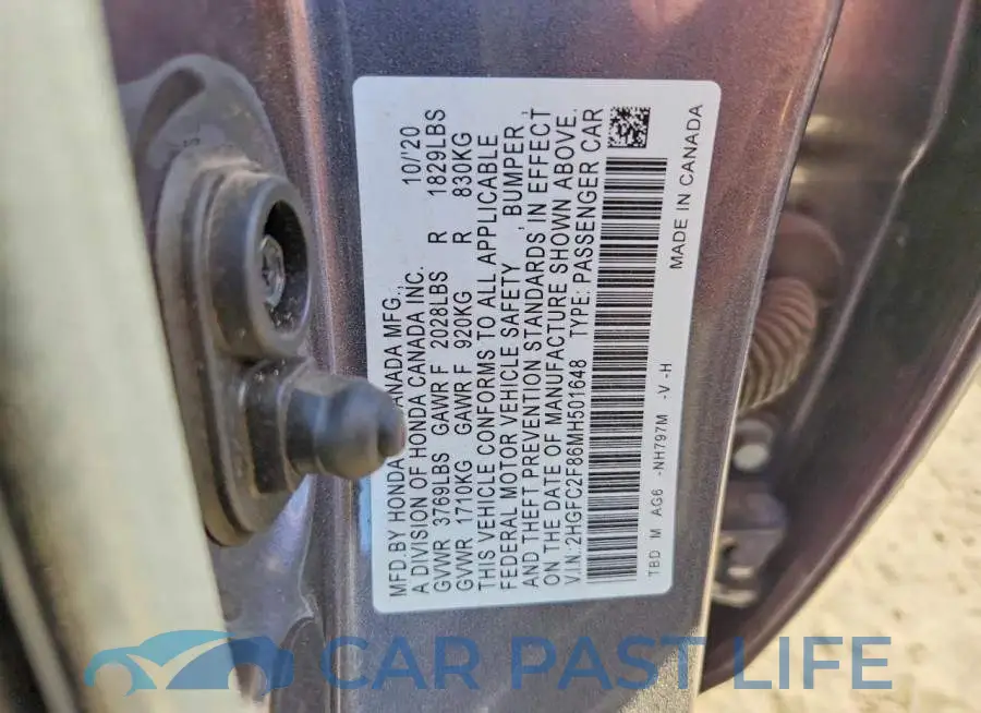 2HGFC2F86MH501648# 12