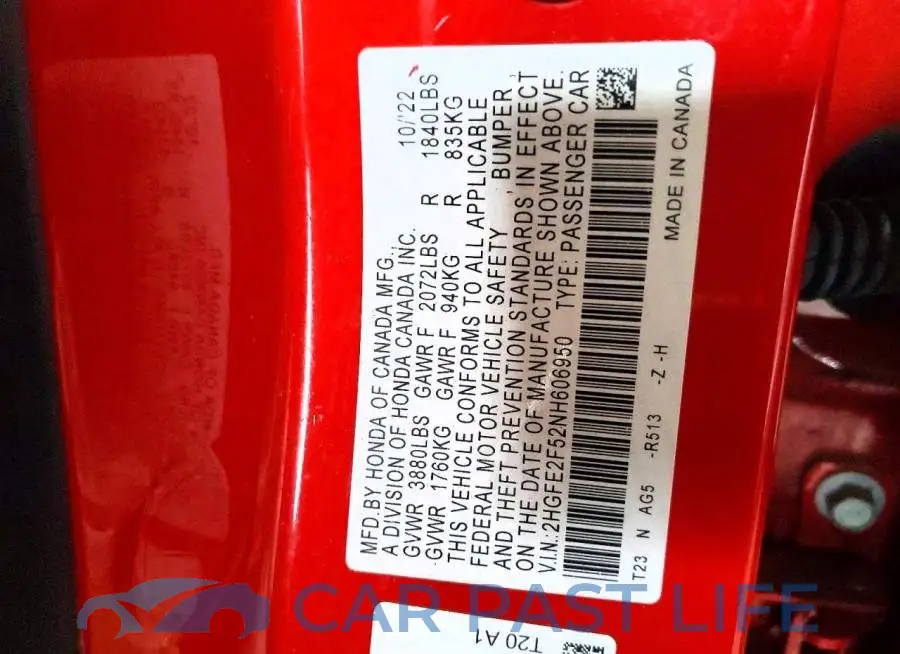 2HGFE2F52NH606950# 13