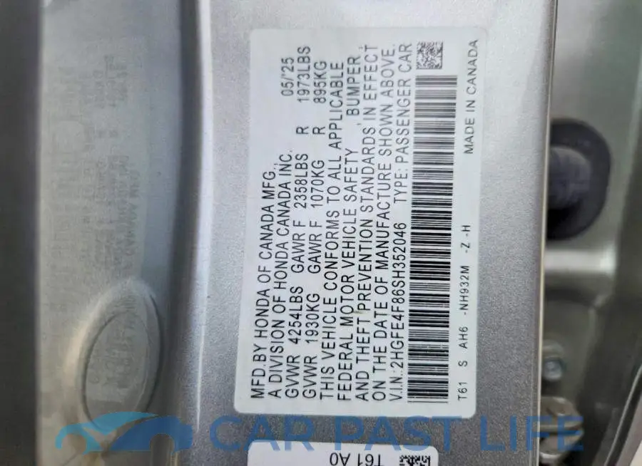 2HGFE4F86SH352046# 13