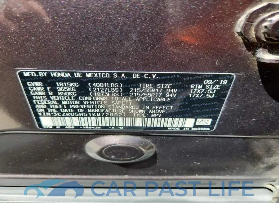 3CZRU5H51KM729921# 13