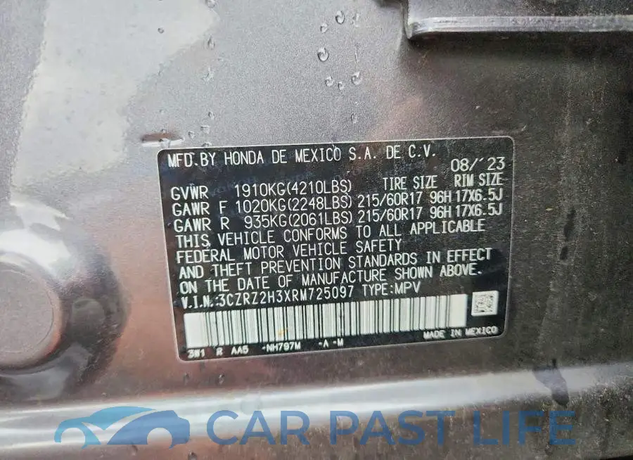3CZRZ2H3XRM725097# 12