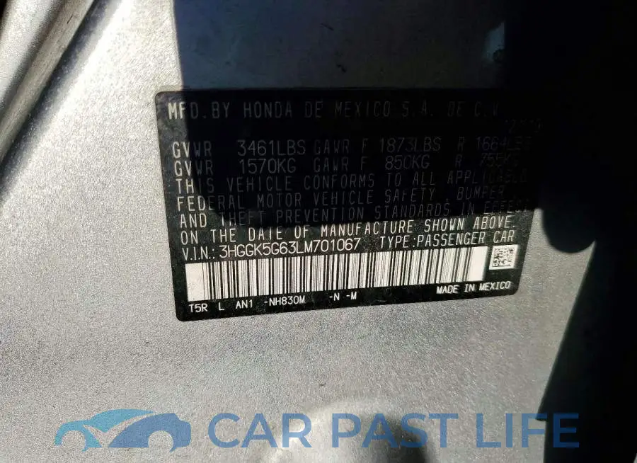 3HGGK5G63LM701067# 12