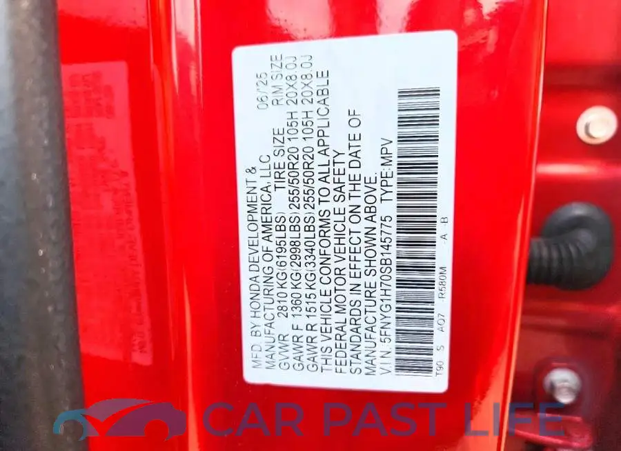 5FNYG1H70SB145775# 12