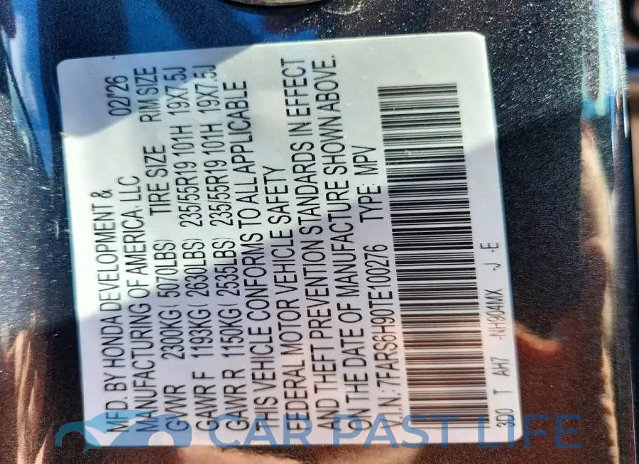 7FARS6H90TE100276# 13