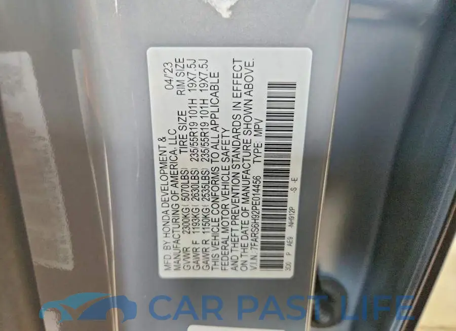 7FARS6H92PE014456# 13