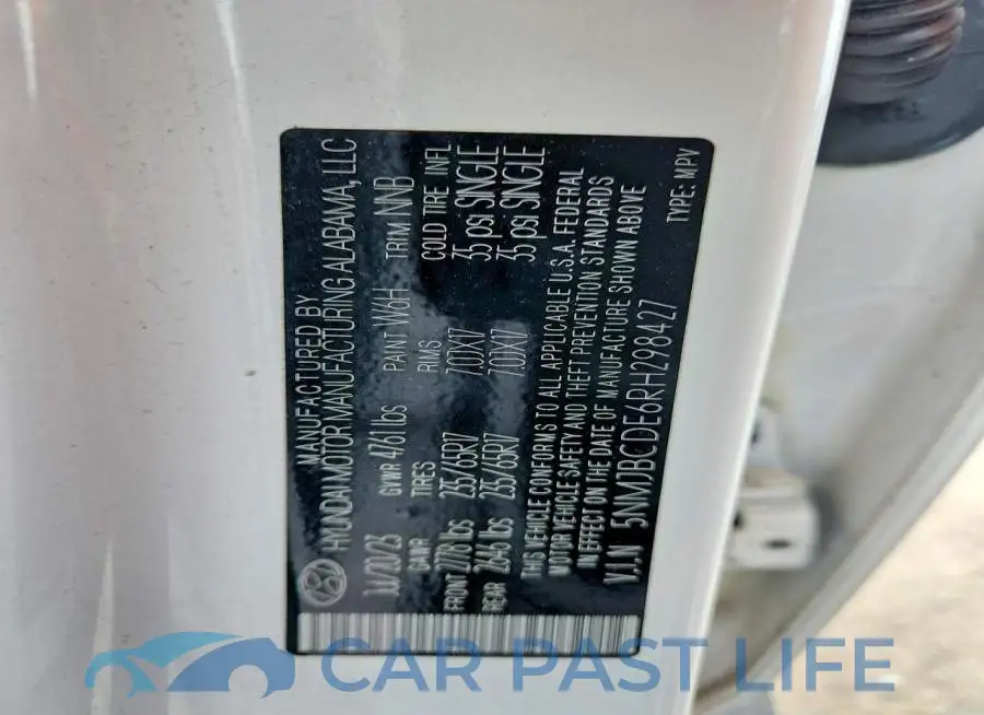 5NMJBCDE6RH298427# 13