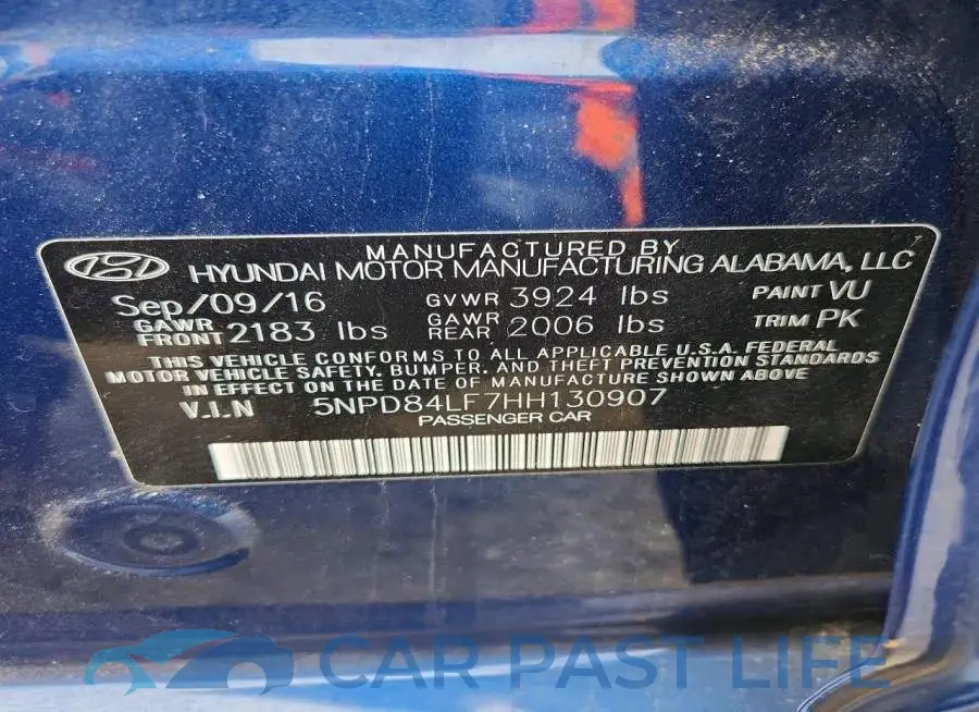 5NPD84LF7HH130907# 12