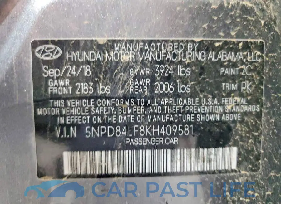 5NPD84LF8KH409581# 12