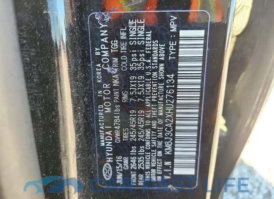 KM8J3CA2XHU276134# 13