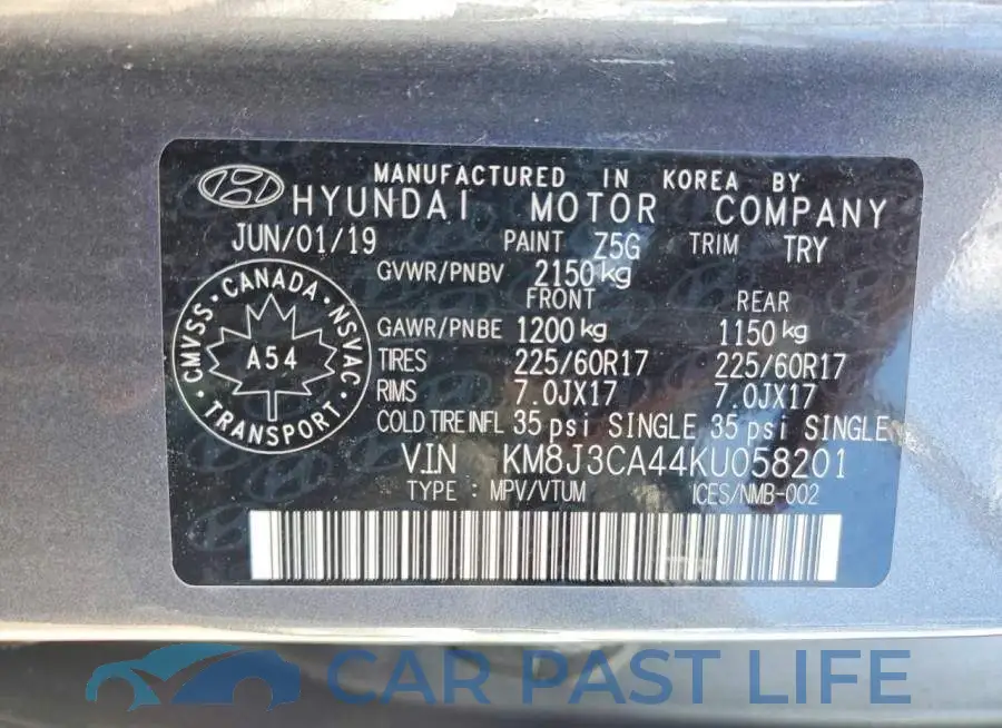 KM8J3CA44KU058201# 13