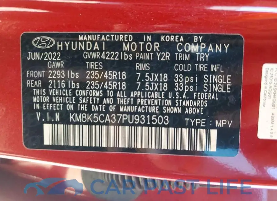 KM8K5CA37PU931503# 13
