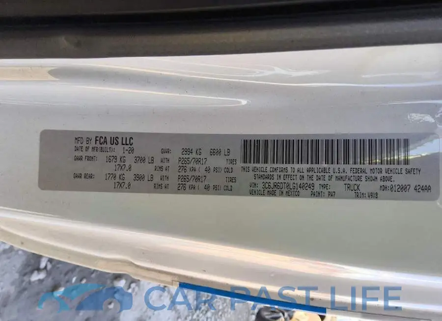 3C6JR6DT0LG140249# 12