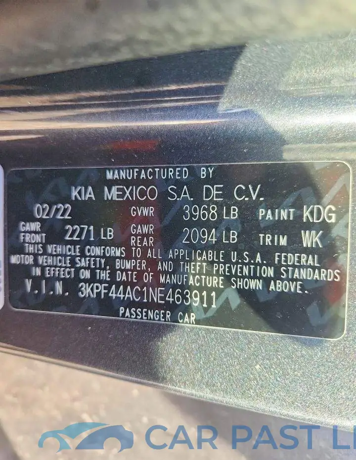 3KPF44AC1NE463911# 13
