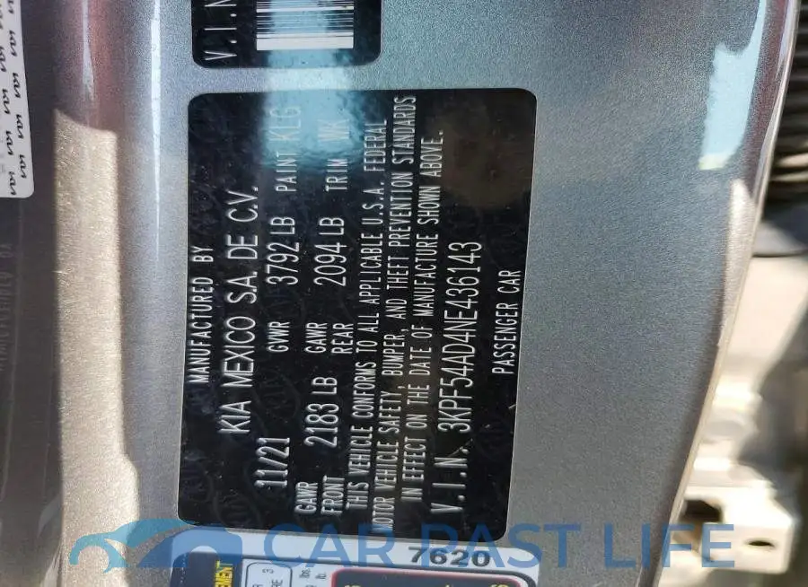 3KPF54AD4NE436143# 12