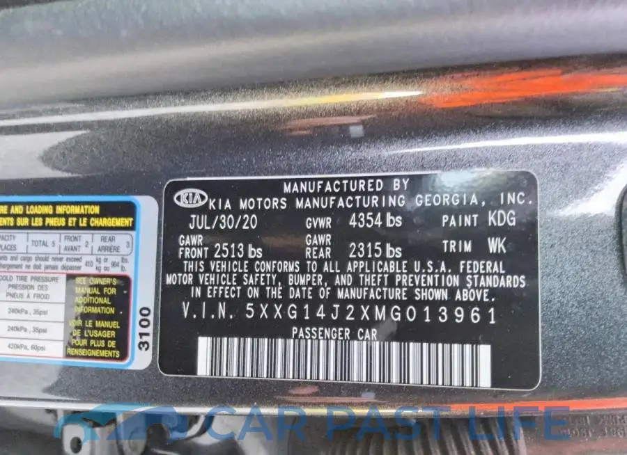 5XXG14J2XMG013961# 12