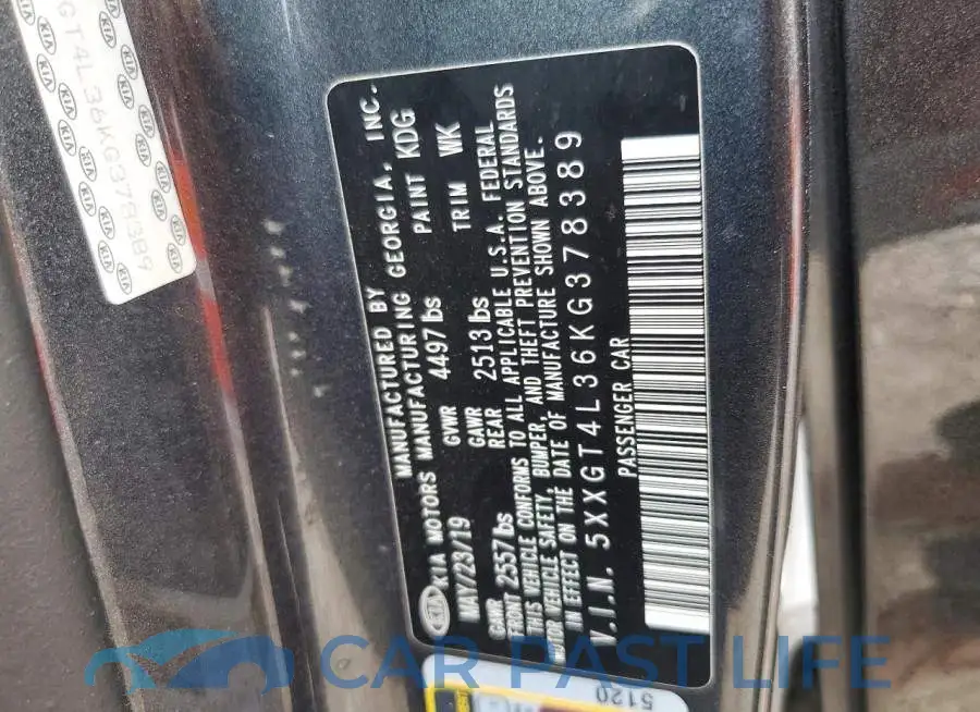 5XXGT4L36KG378389# 12