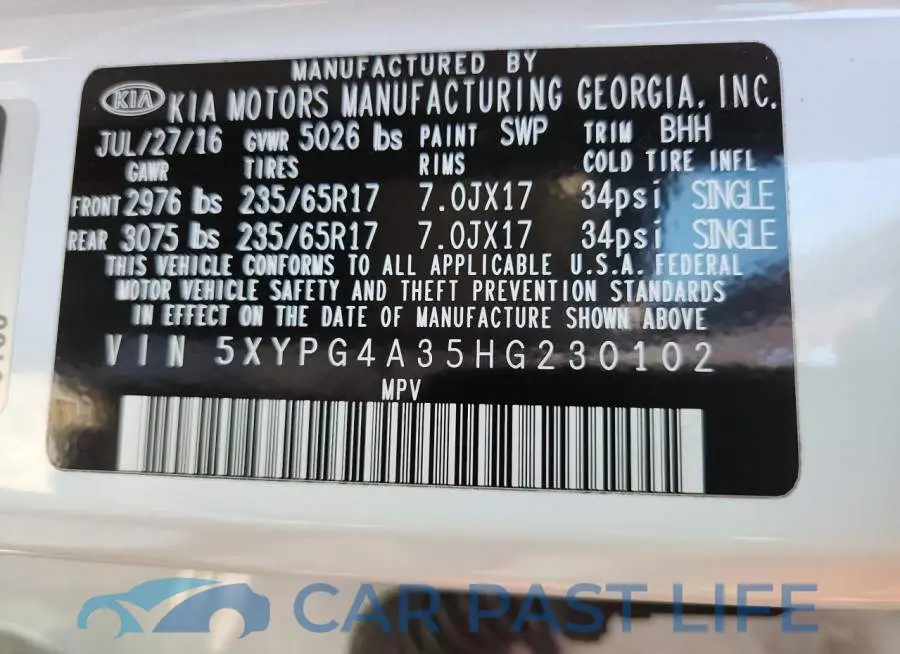 5XYPG4A35HG230102# 13