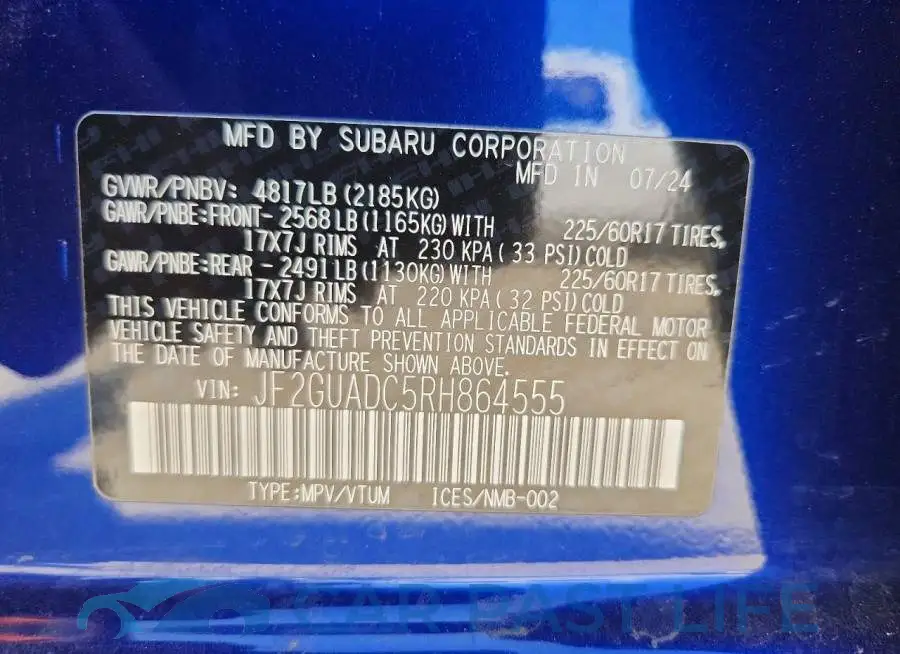 JF2GUADC5RH864555# 12