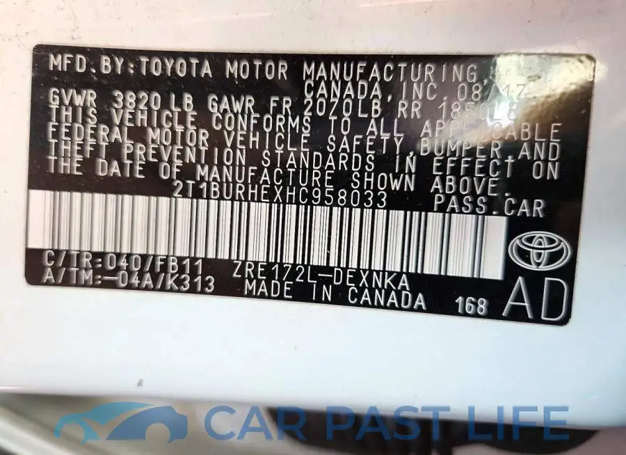 2T1BURHEXHC958033# 12