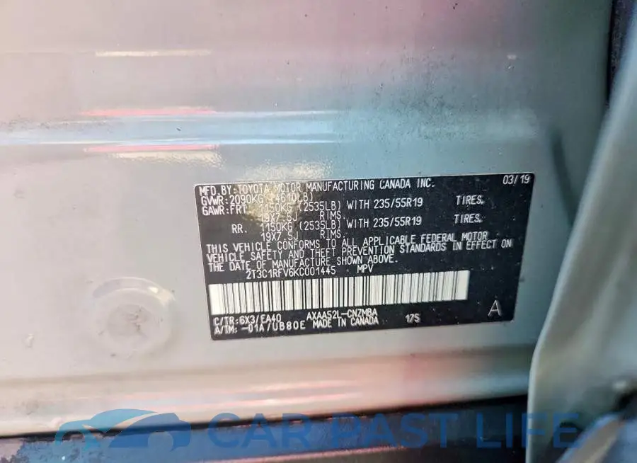 2T3C1RFV6KC001445# 14