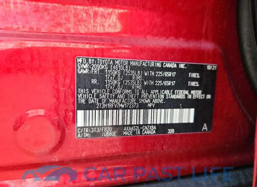 2T3H1RFV7MW172373# 13